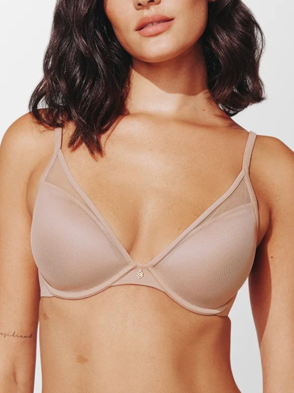 ThirdLove Women's 24/7 Classic Contour Plunge Underwire Bra Taupe/Beige 34D
